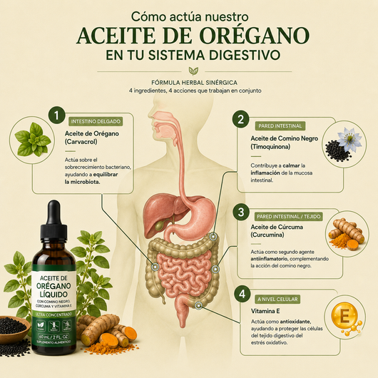 Herborá™ | Aceite de oregano | Suplemento en gotas para hinchazón crónica y salud digestiva.